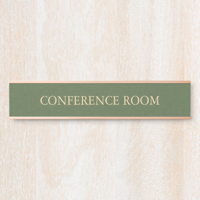 Forest Green Linen Texture  Imitation Door Sign (Front)
