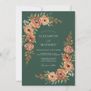 Forest Green Lush Autumnal Wedding Invitation