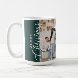 Forest Green Merry Christmas Photo Mug