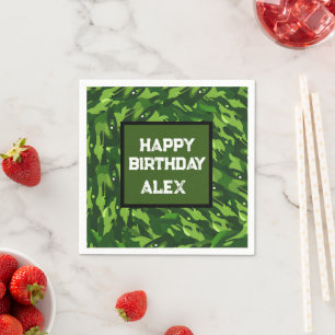 Forest Green Military Camouflage Pattern Napkin