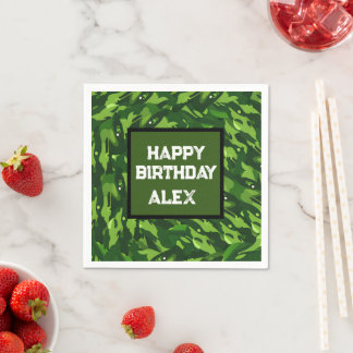 Forest Green Military Camouflage Pattern Napkin