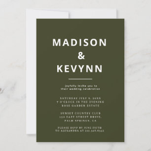 Forest Green   Minimalist Scandi Modern Wedding Invitation