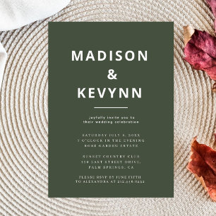 Forest Green   Minimalist Scandi Modern Wedding Invitation