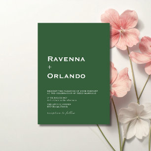 Forest Green Minimalist Simple Modern Wedding Invitation