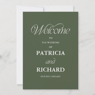 Forest Green Minimalist Wedding Ceremony Program Invitation