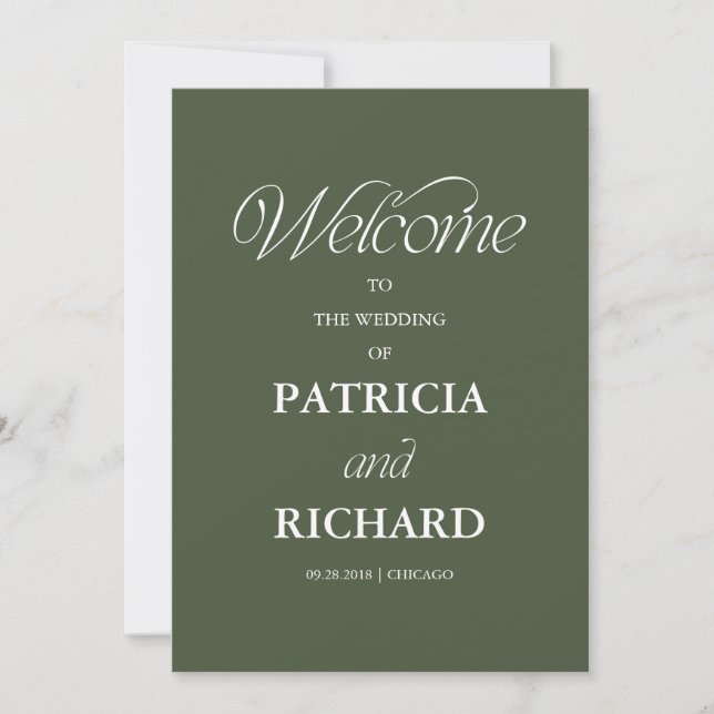 Forest Green Minimalist Wedding Ceremony Program Invitation (Front)