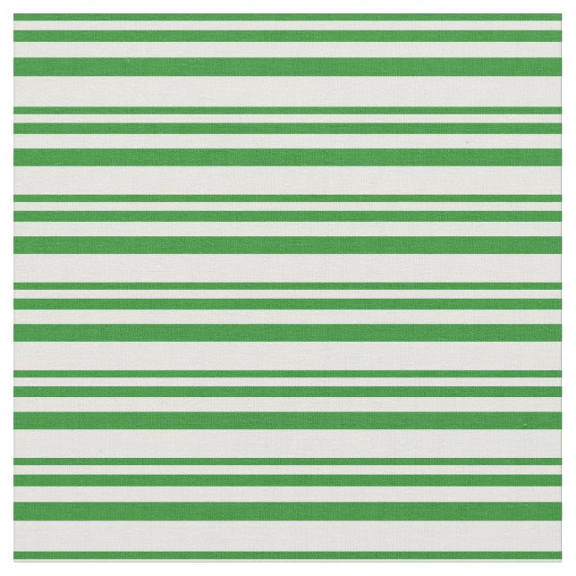 Forest Green & Mint Cream Stripes Pattern Fabric (Close Up)