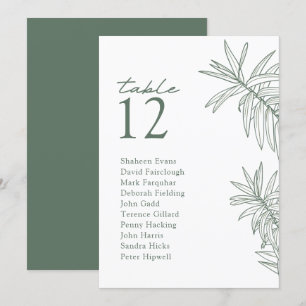 Forest Green Modern Botanical Table Seating Card