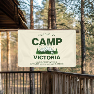 Forest Green Modern Camp Bachelorette Party Banner