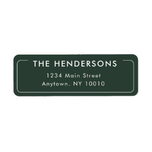 Forest Green Modern Frame Return Address Label