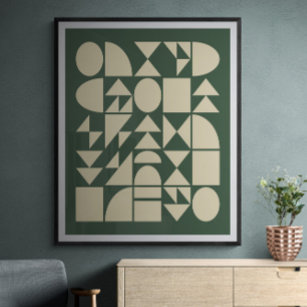 Forest Green   Modern Geometric Shapes Art Poster