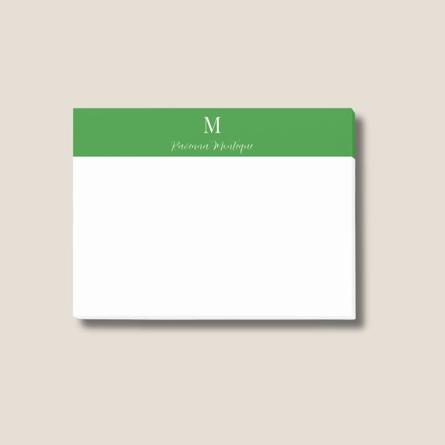 Forest Green Modern Personalized Name Monogram Post-it Notes (Creator Uploaded)