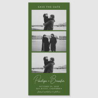 Forest Green Modern Photo Strip Magnetic Wedding