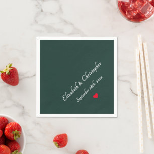 Forest Green Monogrammed Wedding Party Cocktail Napkin