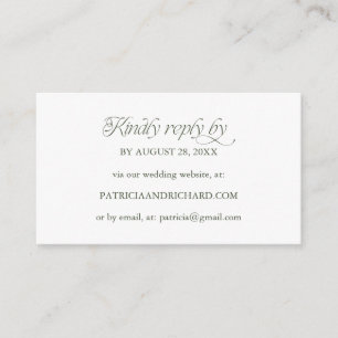 Forest Green Online RSVP Wedding Website Enclosure Card