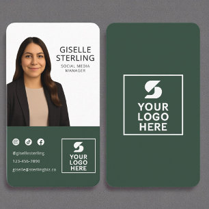 Forest Green Photo Logo Portrait Modern  Business Card