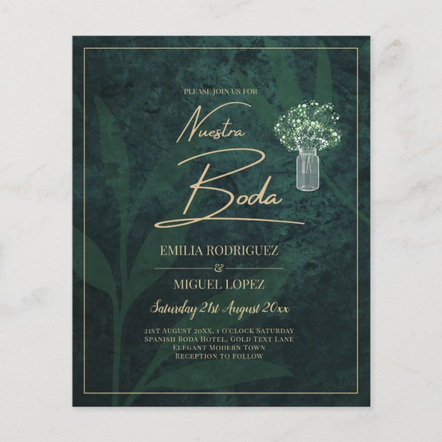 Forest Green PHOTO Wedding Invitation Flyer (Front)