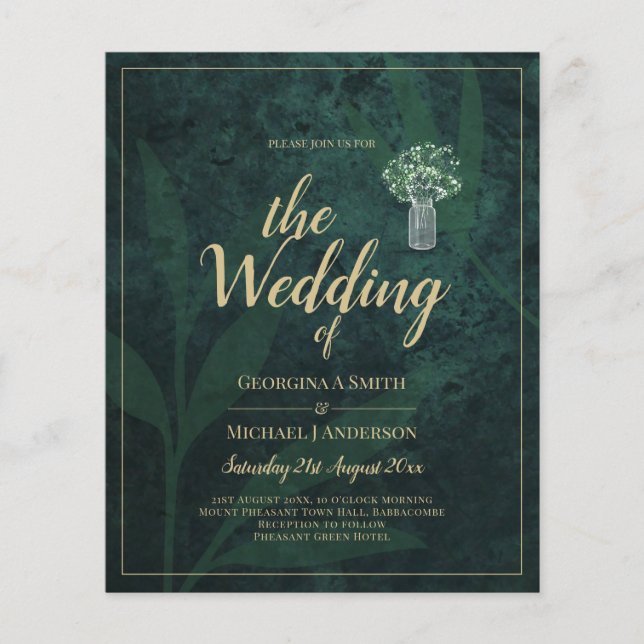 Forest Green PHOTO Wedding Invitation Flyer (Front)
