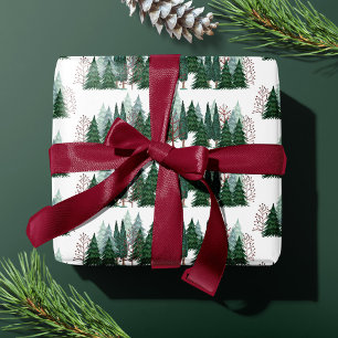 Forest green pine tree Christmas holiday woodland Wrapping Paper