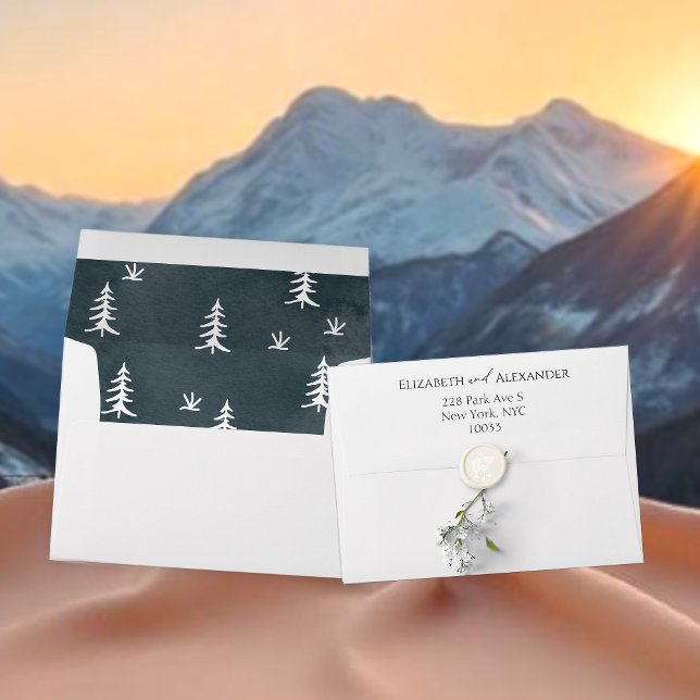 Forest green pine tree Liner & Return Address Envelope (Creator Uploaded)