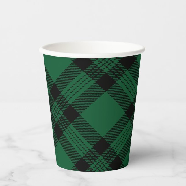 Forest Green Plaid Paper Cup (Front)