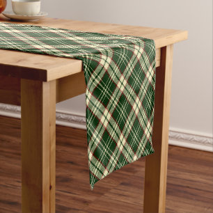 Forest Green Plaid Pattern Short Table Runner