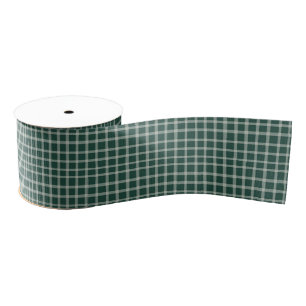 Forest Green Plaid Rustic Grosgrain Ribbon