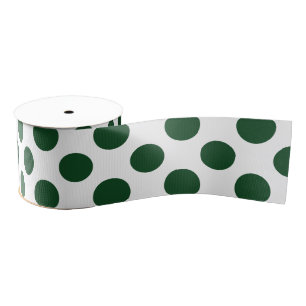 Forest Green Polka Dots Grosgrain Ribbon