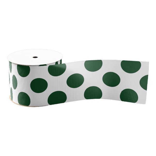 Forest Green Polka Dots Grosgrain Ribbon (Spool)