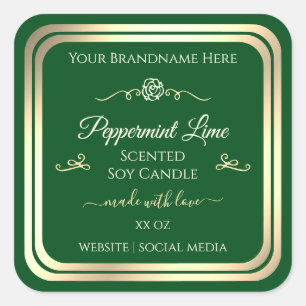 Forest Green Product Label Gold Frame Vintage Rose