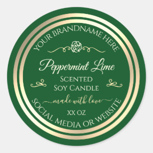 Forest Green Product Label Gold Frame Vintage Rose