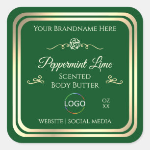 Forest Green Product Label Gold Frame with Logo