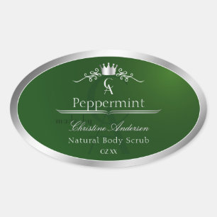 Forest Green Product Label Silver Frame Monogram