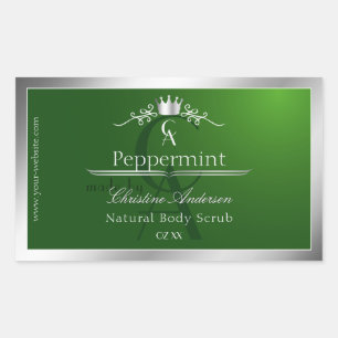 Forest Green Product Label Silver Frame Monogram