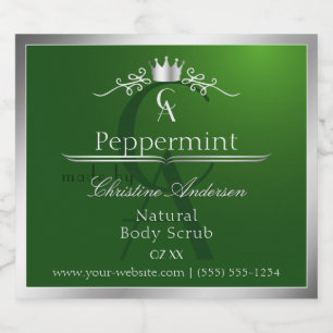 Forest Green Product Label Silver Frame Monogram