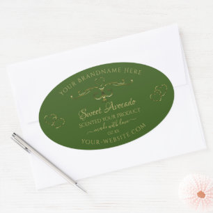 Forest Green Product Labels Gold Ornaments Hearts