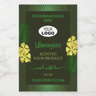Forest Green Product Labels Yellow Hibiscus Logo