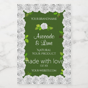 Forest Green Product Packaging Labels White Roses