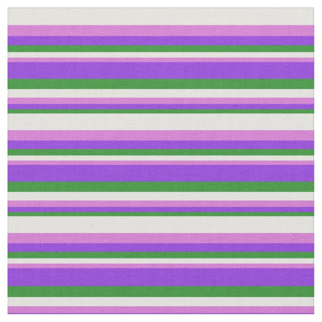 Forest Green, Purple, Orchid & Light Cyan Pattern Fabric (Close Up)