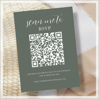 Forest Green | QR Code | Wedding RSVP  Enclosure Card