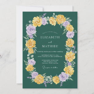Forest Green Radiant Floral Wedding Invitation