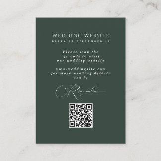 Forest Green Reply QR Code Wedding Website RSVP  Enclosure Card