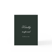 Forest Green Rococo Wedding RSVP Card