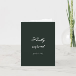 Forest Green Rococo Wedding RSVP Card