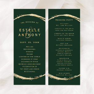 Forest Green Rustic Gold Circle Ampersand Wedding Programme