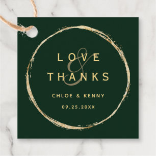 Forest Green Rustic Gold Circle Wedding Thank You Favour Tags