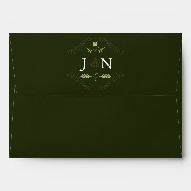 Forest Green Rustic Wedding Invitation Envelope (Back (Top Flap))