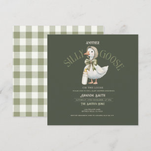 Forest Green Silly Goose neutral  Baby Shower  Invitation