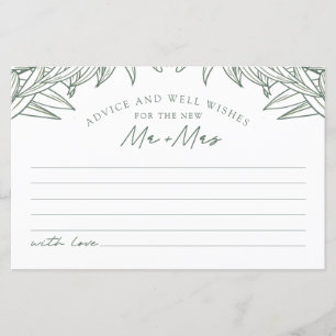 Forest Green Simple Advice & Wishes for Mr & Mrs
