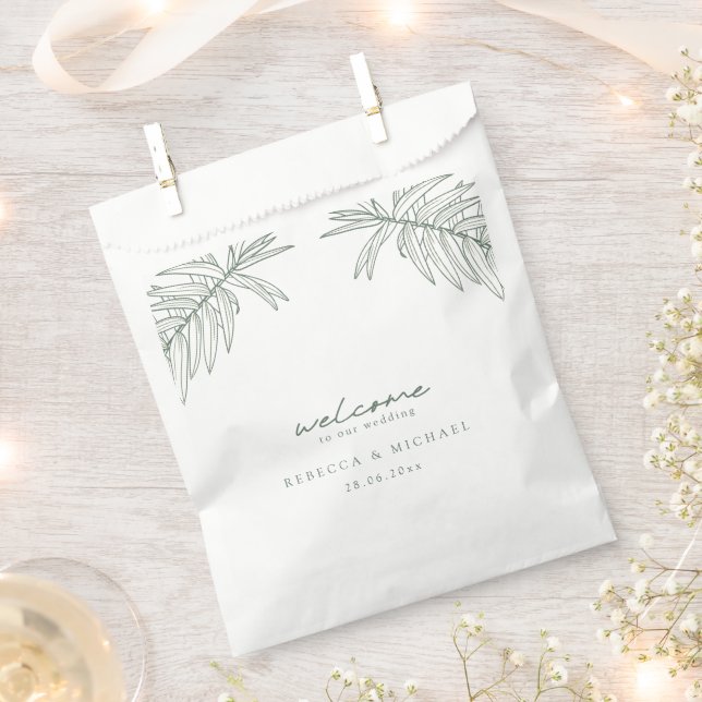 Forest Green Simple Botanical Wedding  Favour Bags (Clipped)